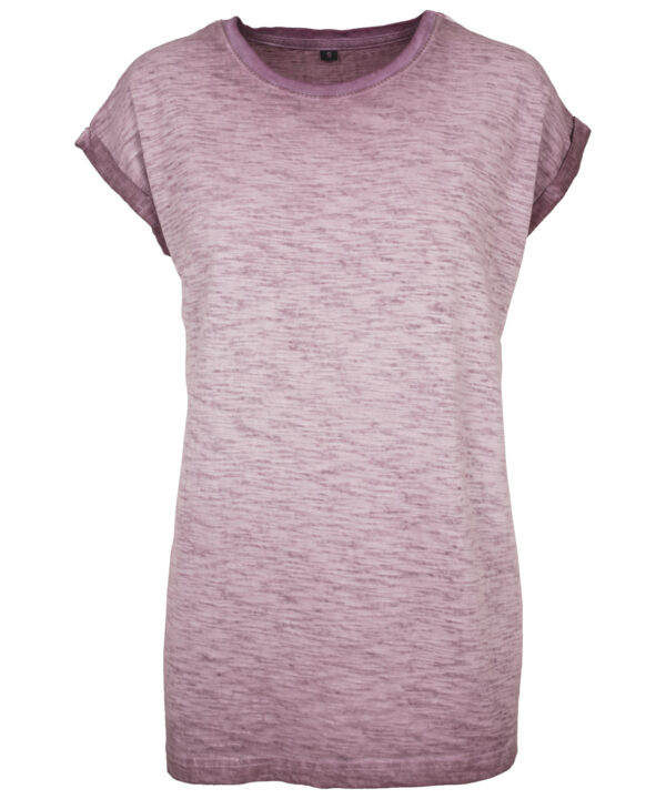 Build Your Brand Women's spray dye extended shoulder tee