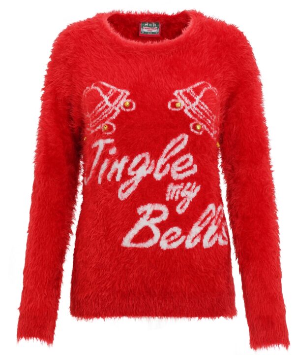 The Christmas Shop Women's 3D "jingle my bells" knitted jumper