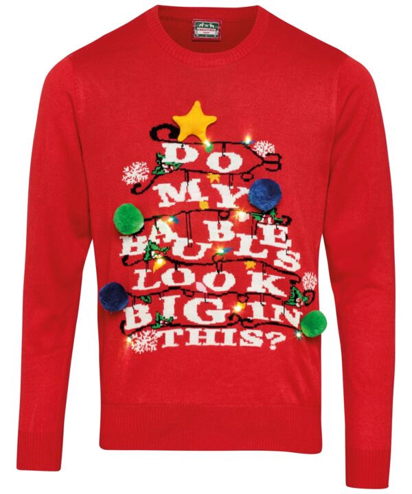 The Christmas Shop Adults 3D "Do my Baubles Look Big in This?" Light Up Jumper