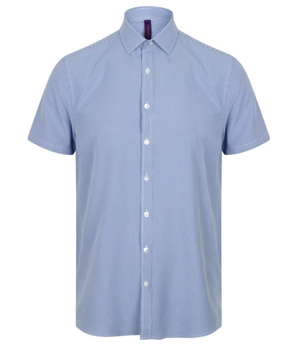 Henbury Gingham Pufy wicking short sleeve shirt