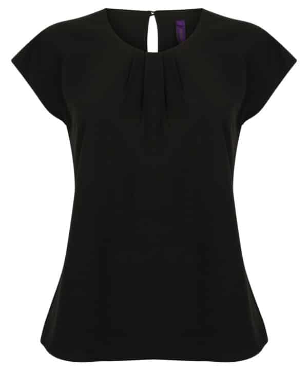 Henbury Women's pleat front short sleeve blouse