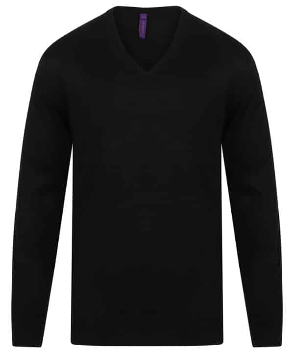 Henbury Cashmere touch acrylic v-neck jumper