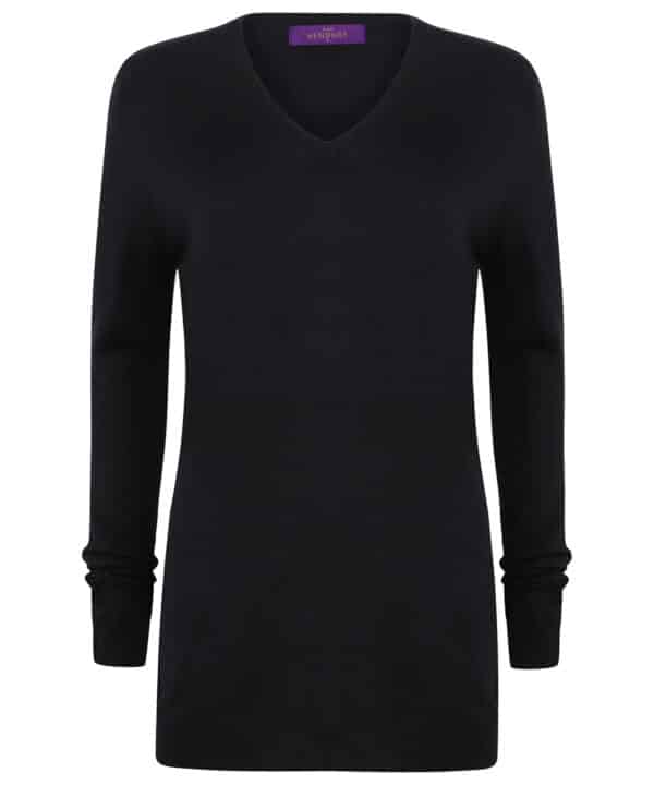 Henbury Women's cashmere touch acrylic v-neck jumper
