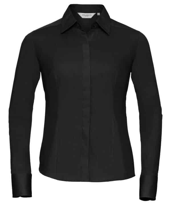 Russell Collection Women's long sleeve polycotton easycare fitted poplin shirt
