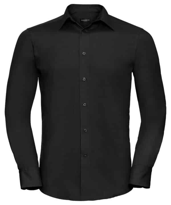 Russell Collection Long sleeve polycotton easycare fitted poplin shirt