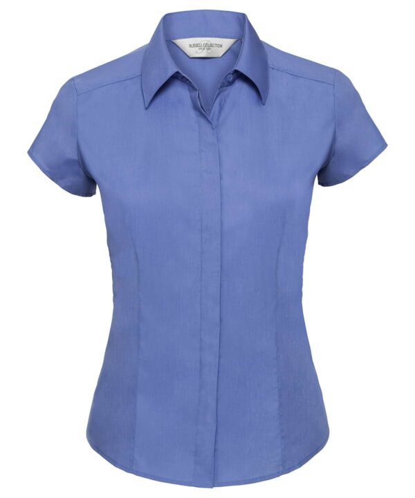 Russell Collection Women's cap sleeve polycotton easycare fitted poplin shirt