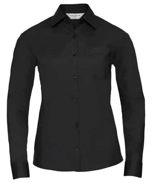 Russell Collection Women's long sleeve polycotton easycare poplin shirt