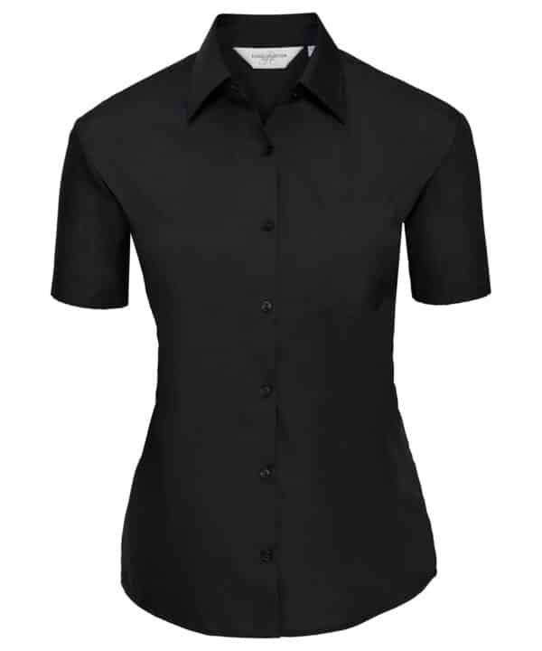 Russell Collection Women's short sleeve polycotton easycare poplin shirt