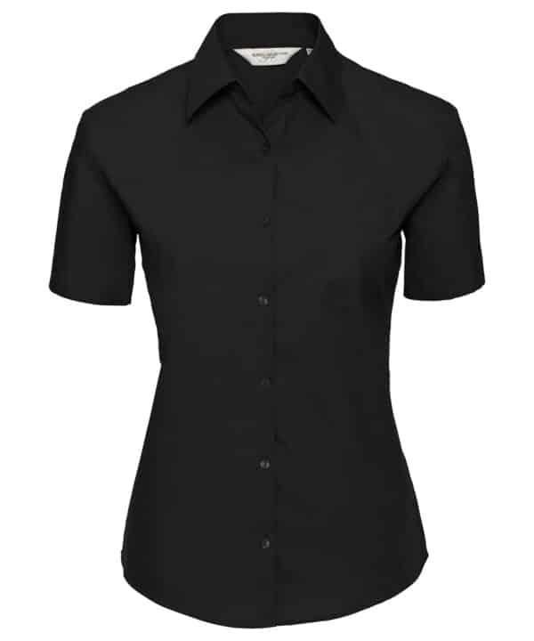 Russell Collection Women's short sleeve pure cotton easycare poplin shirt