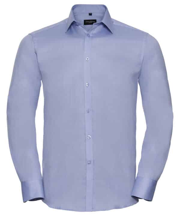Russell Collection Long sleeve herringbone shirt