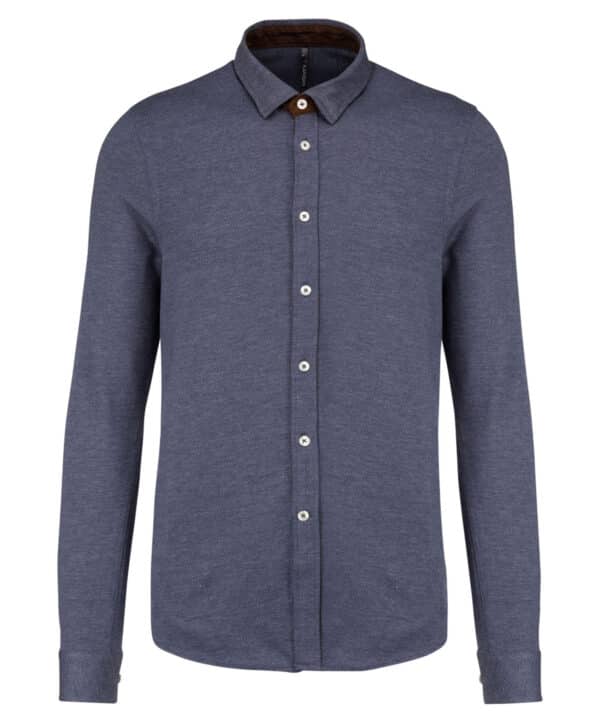 Kariban Long-sleeved jacquard knit shirt