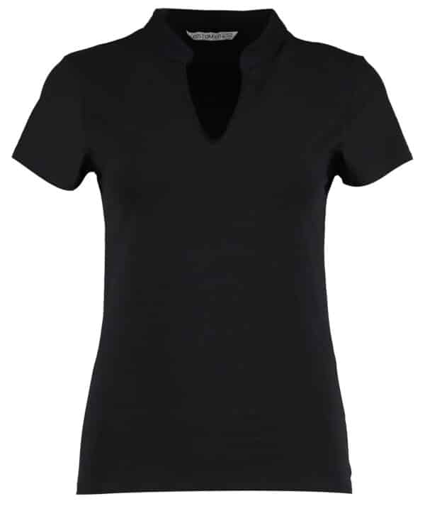 Kustom Kit Women's corporate short-sleeved top v-neck mandarin collar (regular fit)