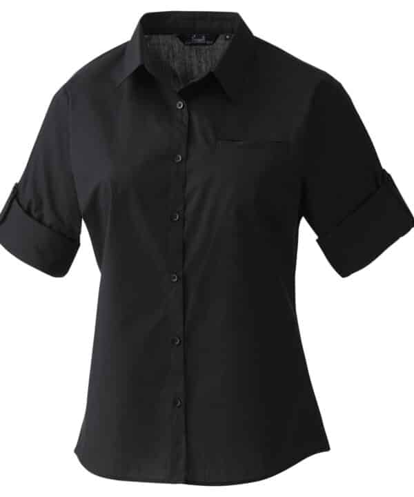 Premier Women's roll sleeve poplin blouse