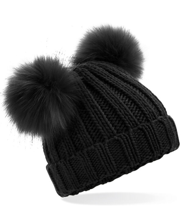 Beechfield Infant/junior faux fur double pom pom beanie