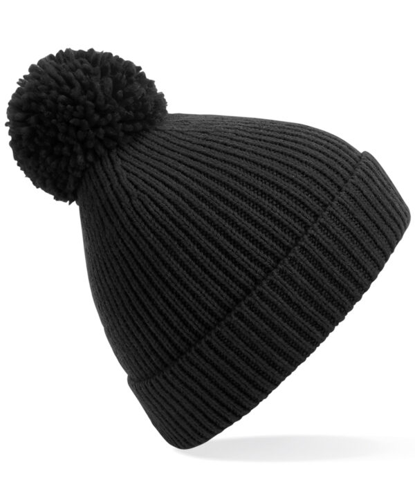 Beechfield Engineered knit ribbed pom pom beanie
