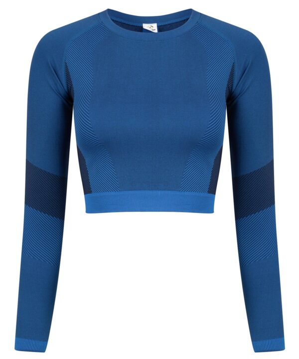 Tombo Women's seamless panelled long sleeve crop top