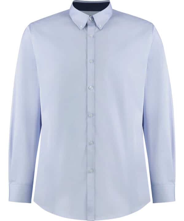 Kustom Kit Contrast premium Oxford shirt (button-down collar) long-sleeved (tailored fit)